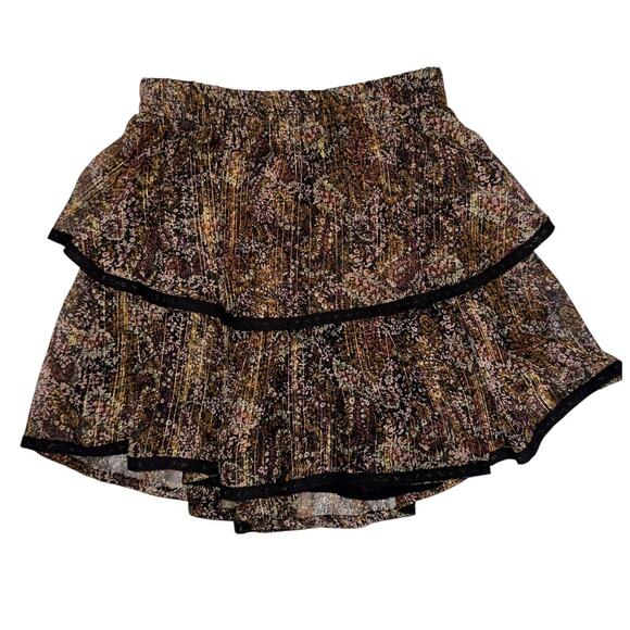 Allison New York Black & Gold Ruffled Two-Piece Mini Skirt Set Size XS - Picture 6 of 16